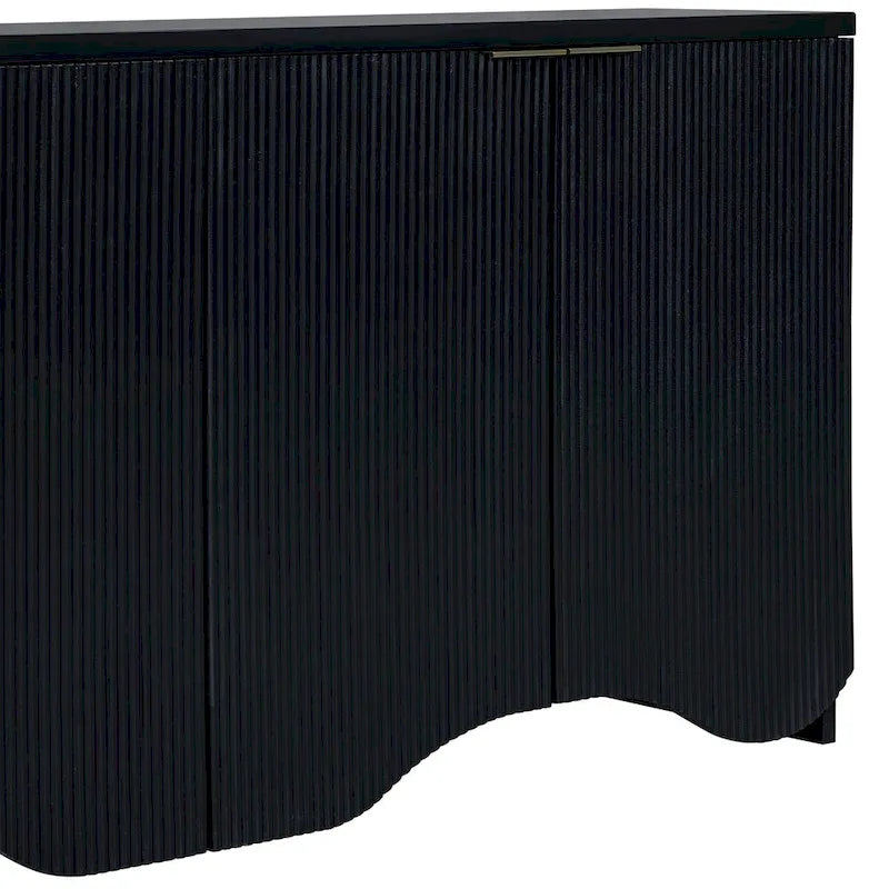 Armoire de rangement avec portes à rayures texturées – Noir / Blanc / Bleu marine, assemblage par 1 personne