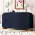 Armoire à 4 portes avec étagères réglables Bleu marine / Blanc / Noir