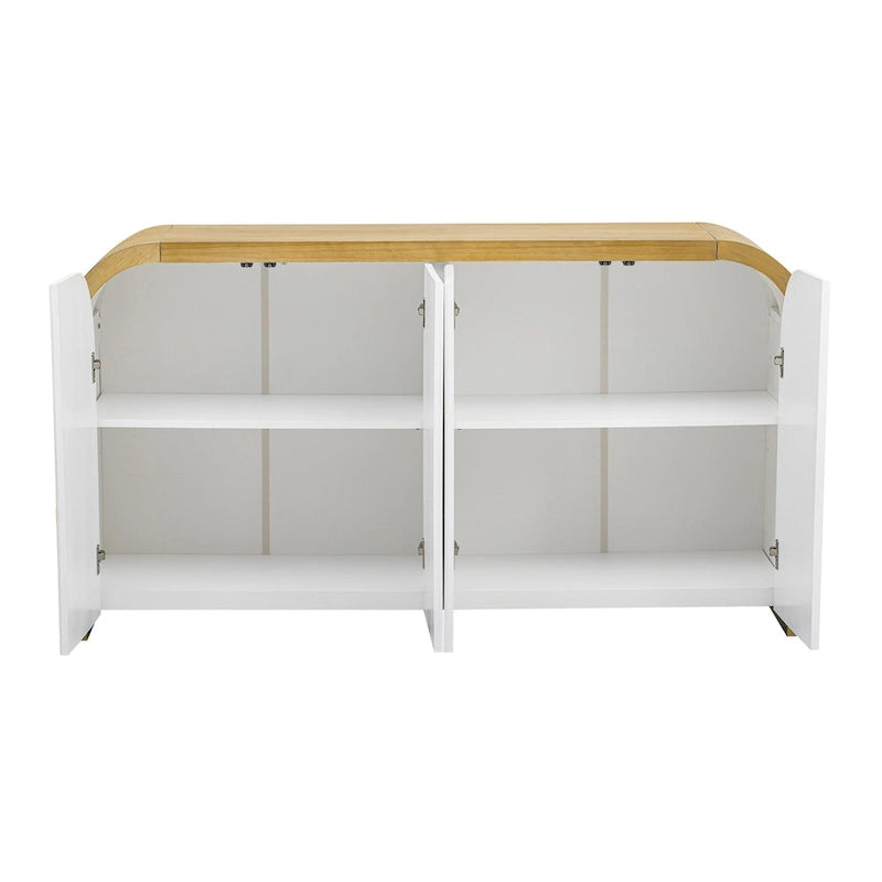 Armoire à 4 portes avec étagères réglables Bleu marine / Blanc / Noir