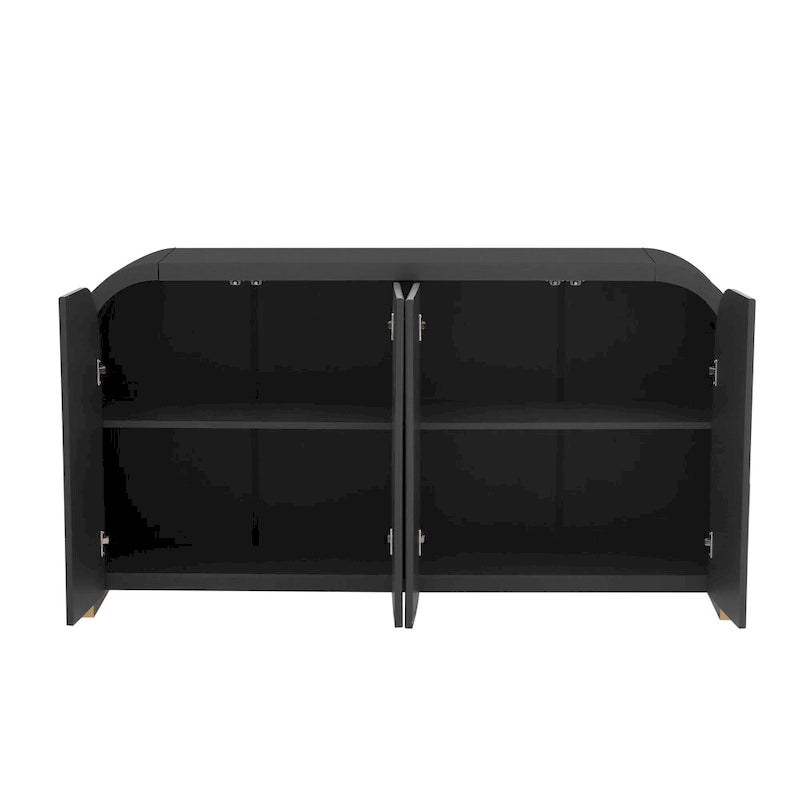 Armoire à 4 portes avec étagères réglables Bleu marine / Blanc / Noir