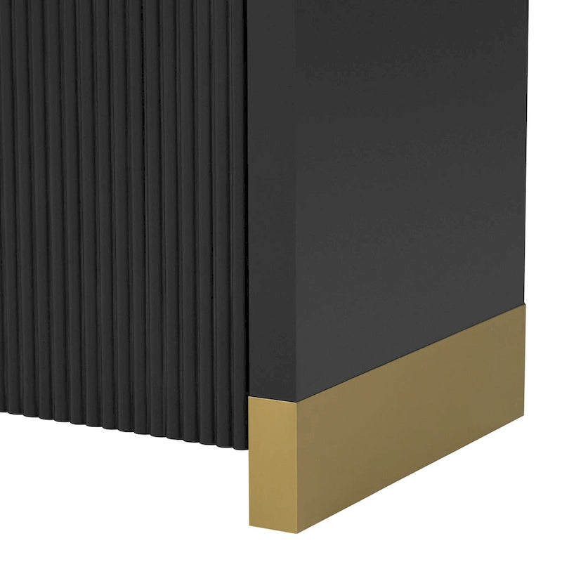 Armoire à 4 portes avec étagères réglables Bleu marine / Blanc / Noir