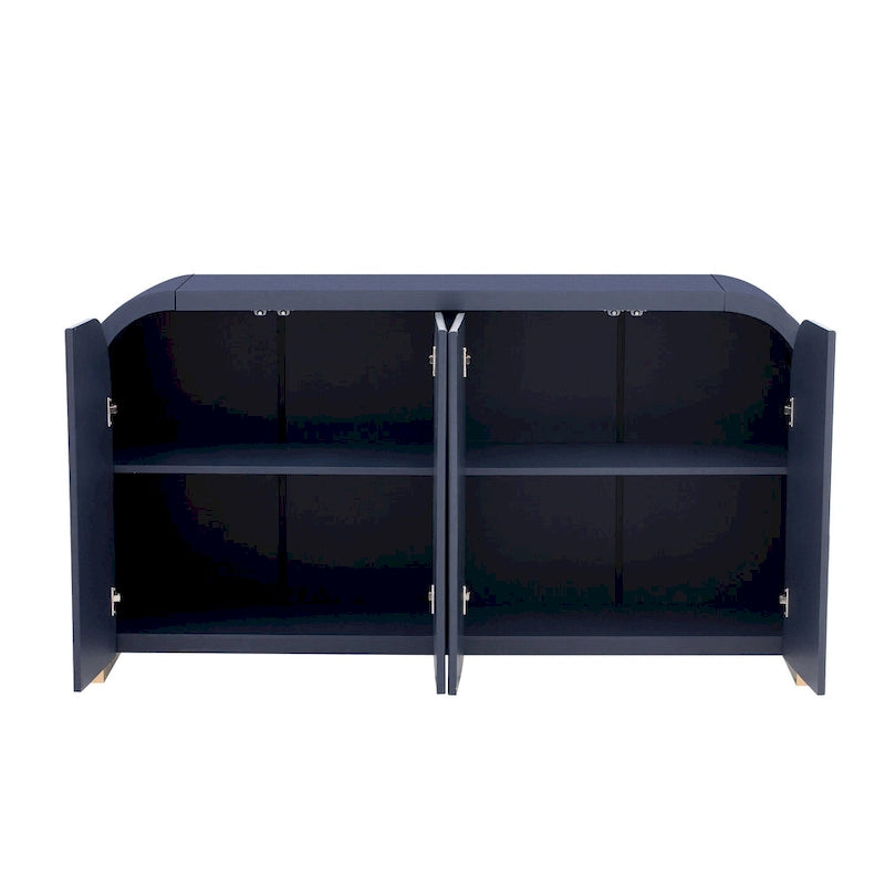 Armoire à 4 portes avec étagères réglables Bleu marine / Blanc / Noir