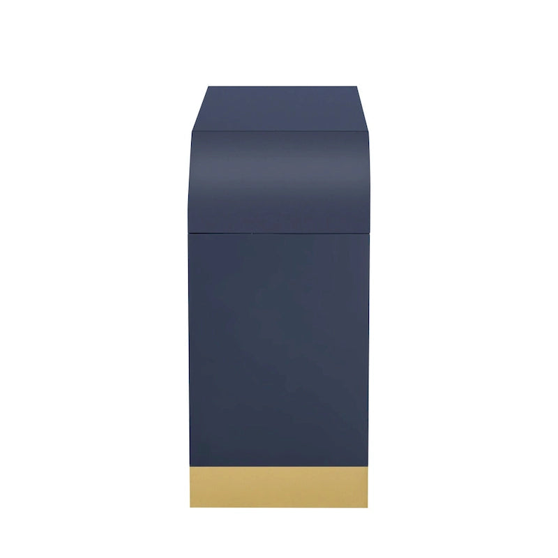 Armoire à 4 portes avec étagères réglables Bleu marine / Blanc / Noir