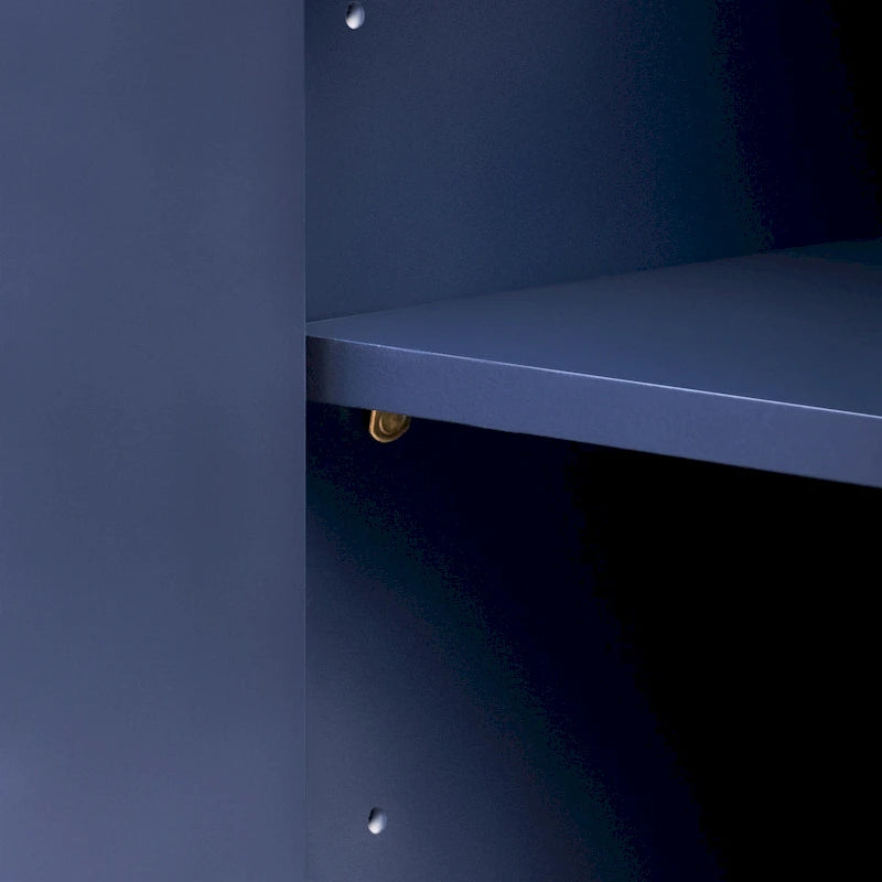 Armoire à 4 portes avec étagères réglables Bleu marine / Blanc / Noir