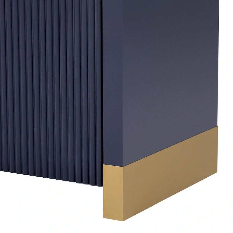 Armoire à 4 portes avec étagères réglables Bleu marine / Blanc / Noir