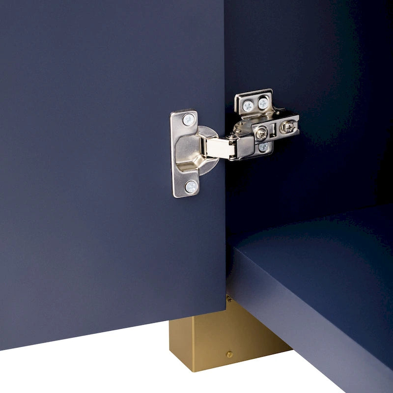 Armoire à 4 portes avec étagères réglables Bleu marine / Blanc / Noir