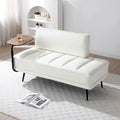 Banc de bout de lit en similicuir beige/noir avec plateau latéral pivotant à 360° et pieds en métal