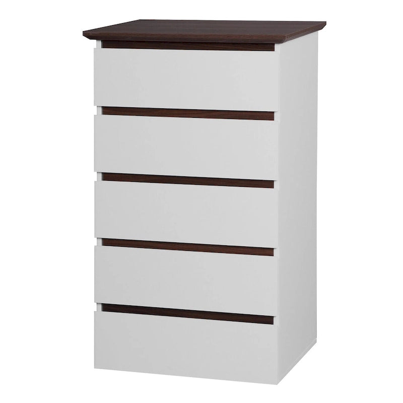Commode blanche à 5 tiroirs, style moderne, simple