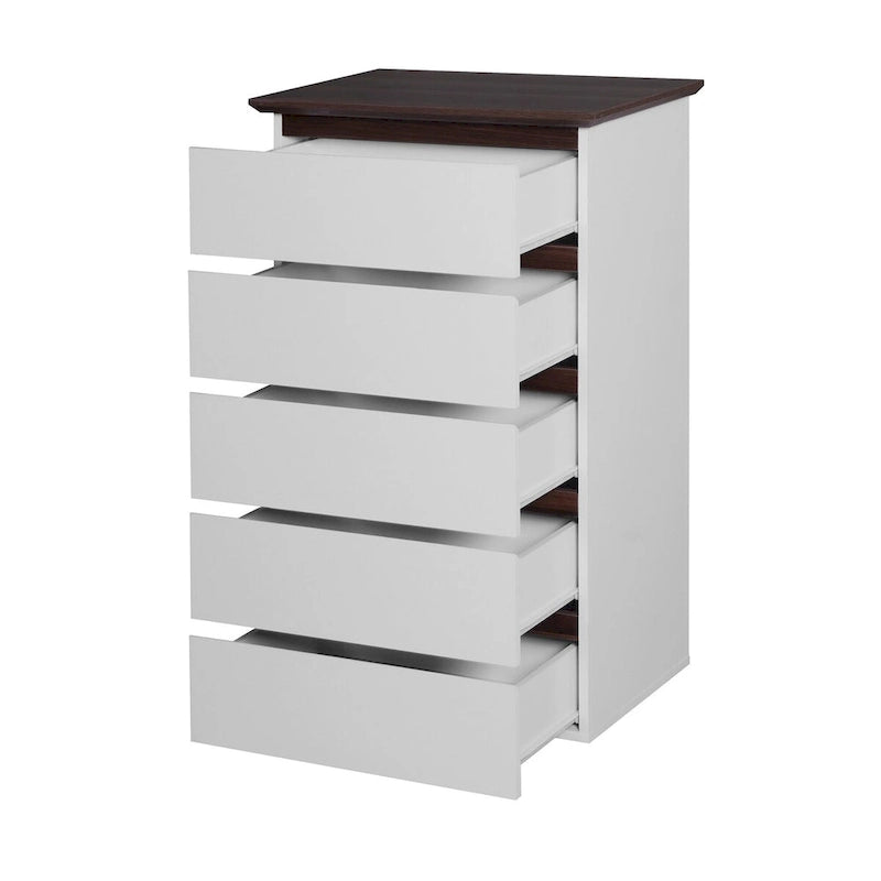 Commode blanche à 5 tiroirs, style moderne, simple