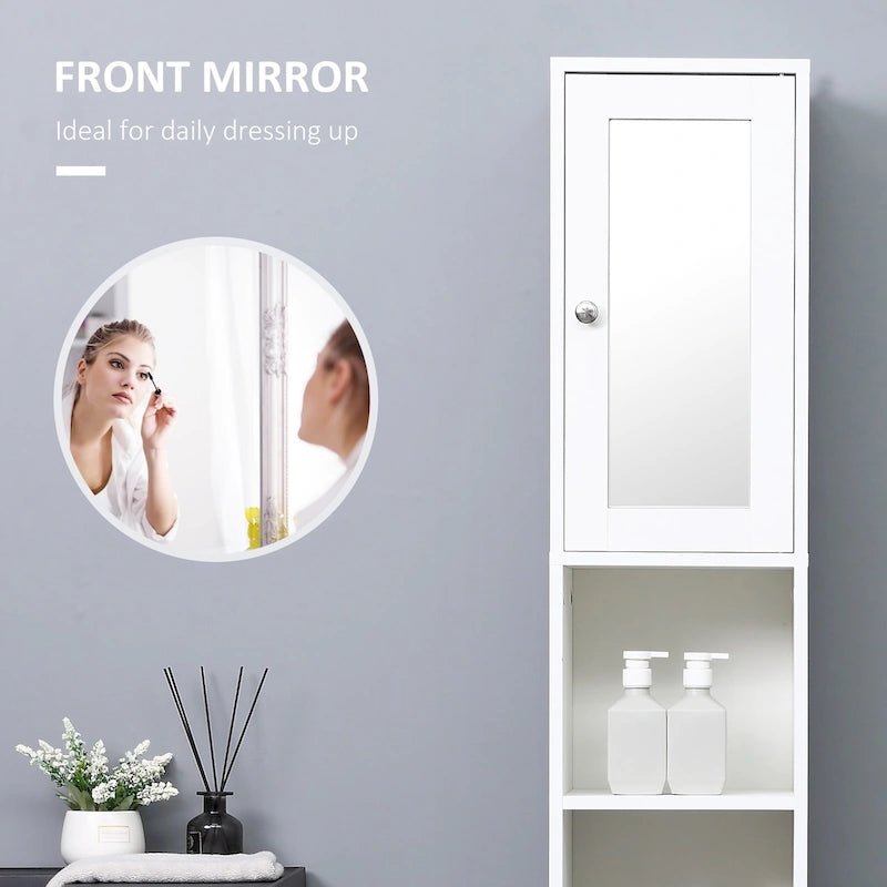 Meuble de rangement haut de salle de bain blanc avec miroir – 1 personne