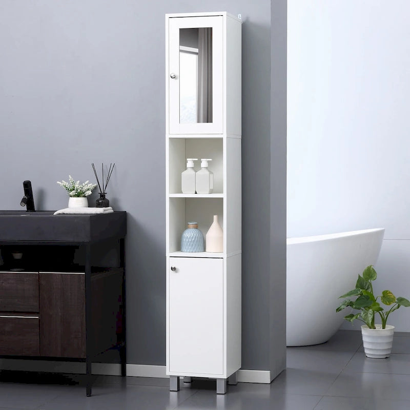 Meuble de rangement haut de salle de bain blanc avec miroir – 1 personne